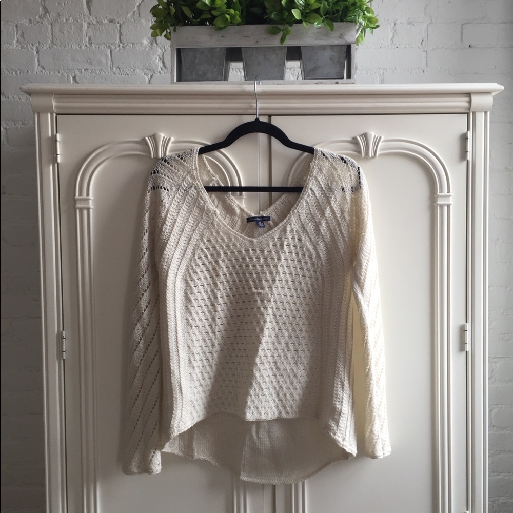 American Eagle Cream Shimmer Sweater
